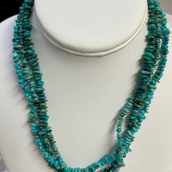 DTR Jay King Sterling Silver Three Strand Turquoise Beaded Necklace - Picture 2 of 5